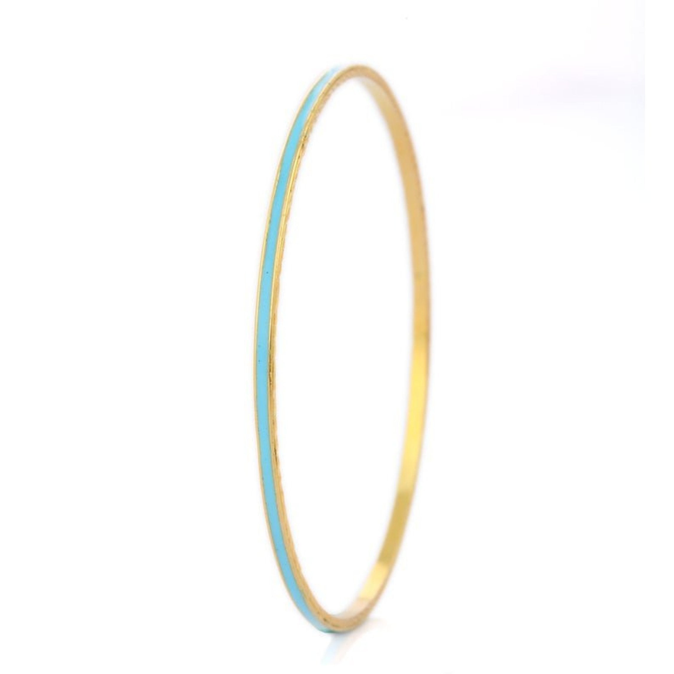 18K Turquoise Enamel Gold Bangle - VR Jewels
