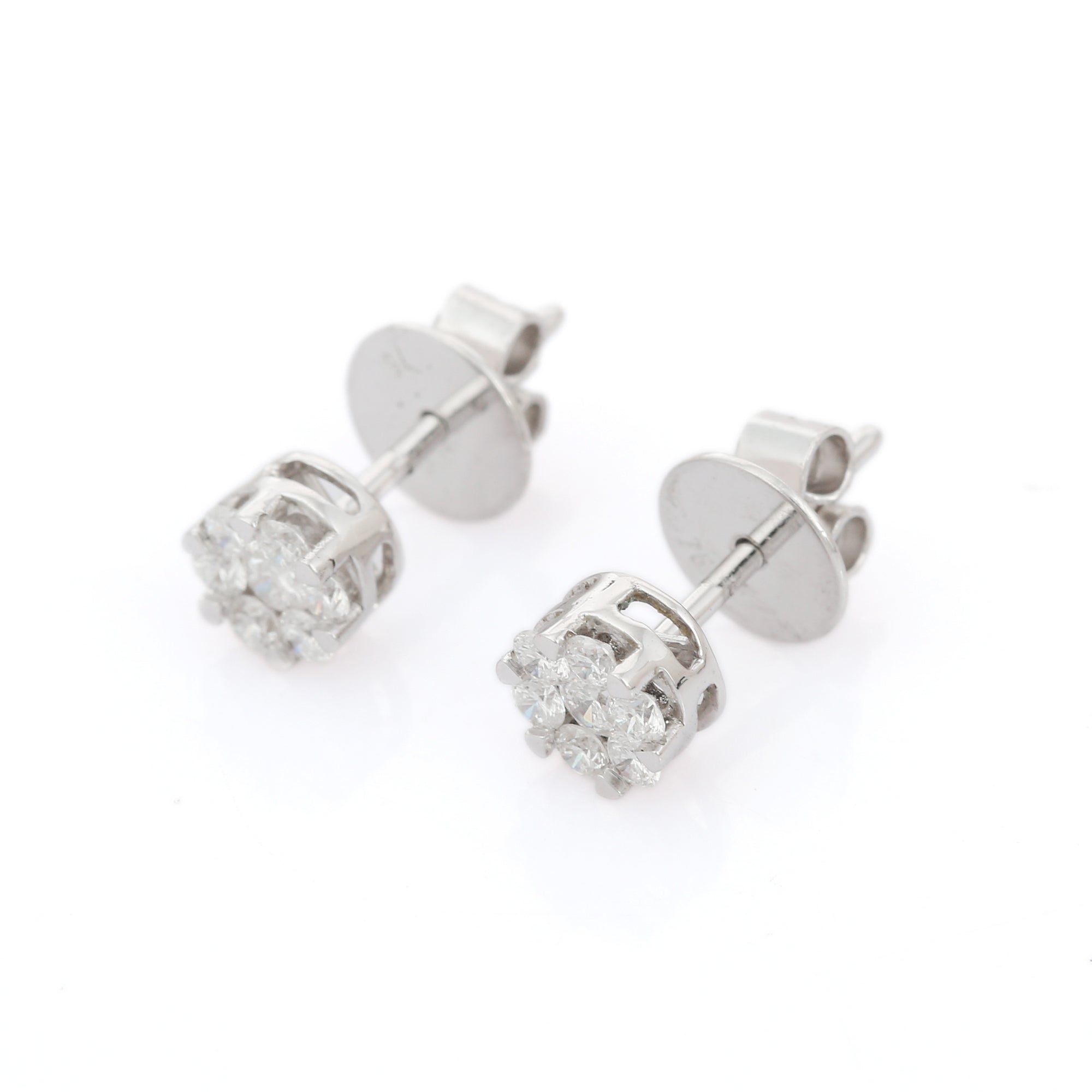 18K White Gold Diamond Studs Earrings - VR Jewels
