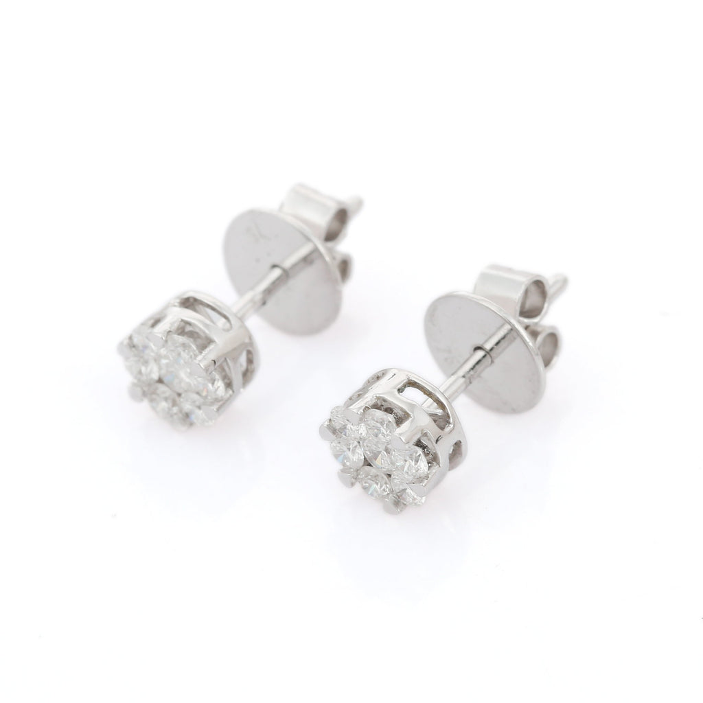 18K White Gold Diamond Studs Earrings Image