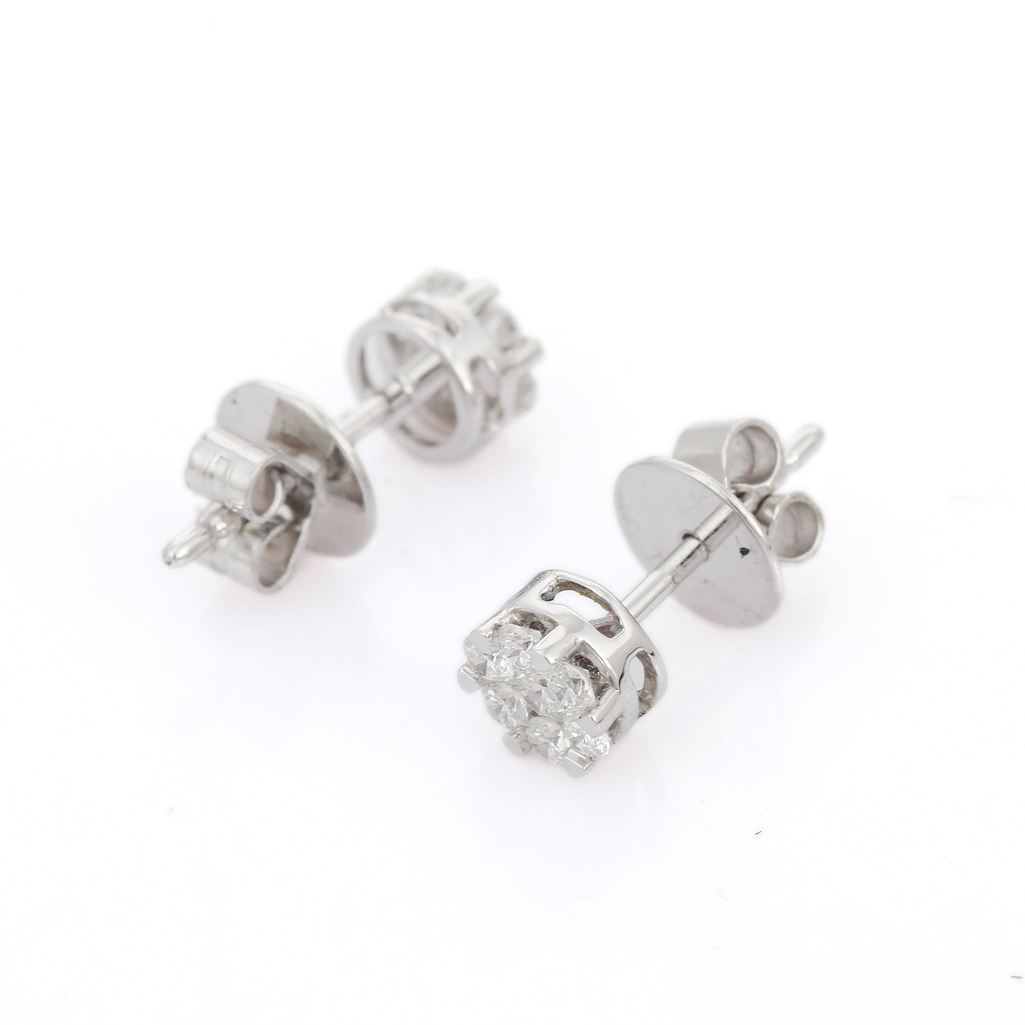 18K White Gold Diamond Studs Earrings - VR Jewels