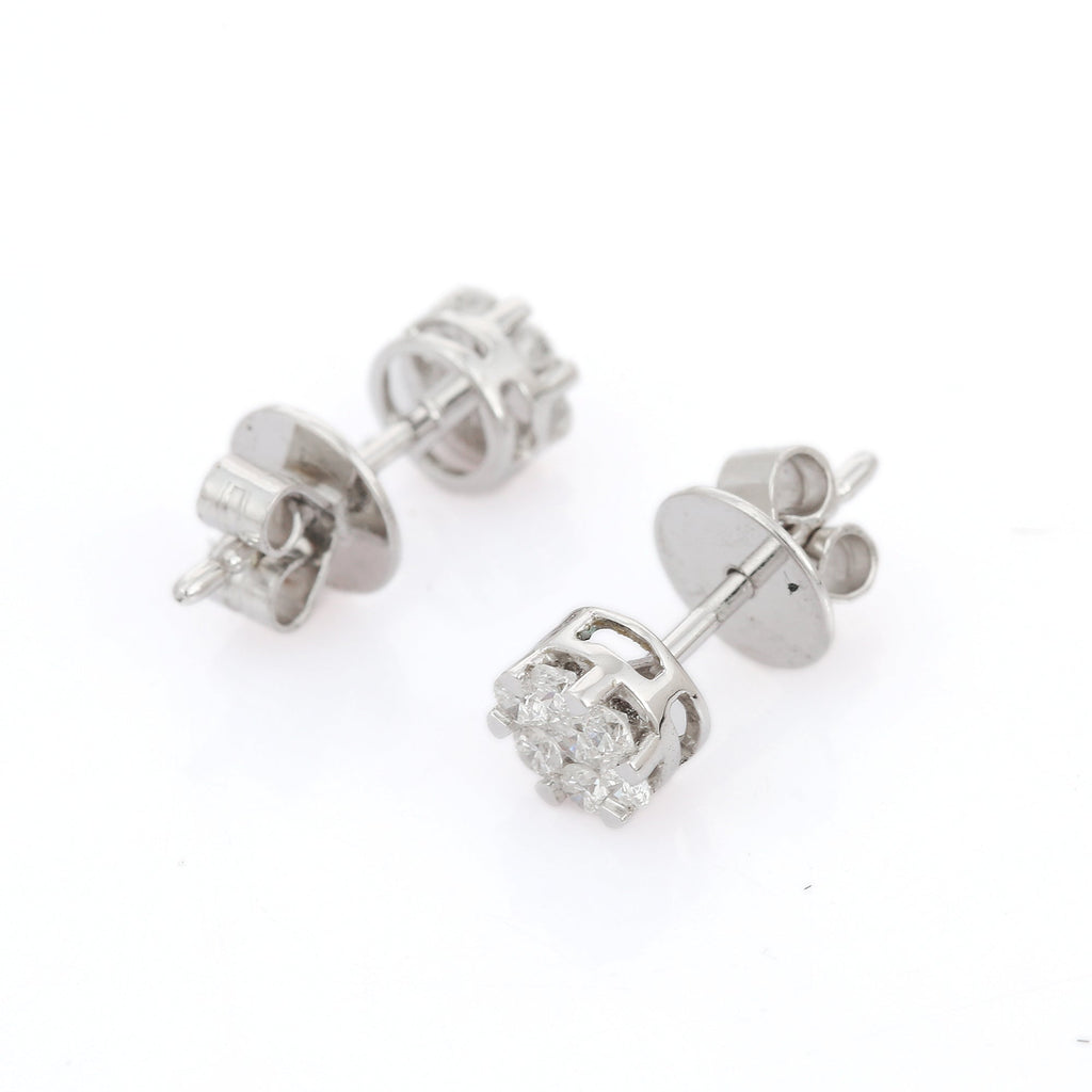 18K White Gold Diamond Studs Earrings Image