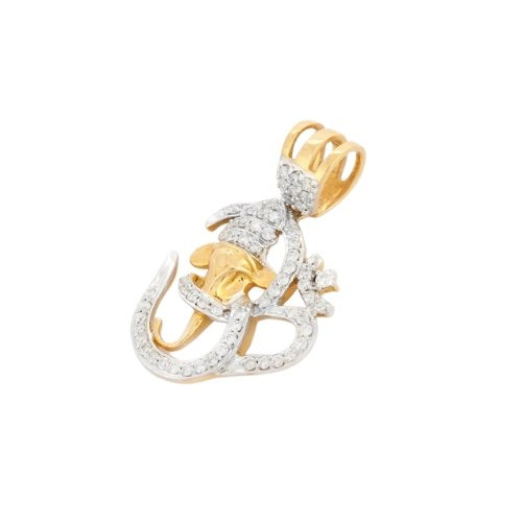 18K Yellow Gold and Diamond Ganesha Pendant - VR Jewels