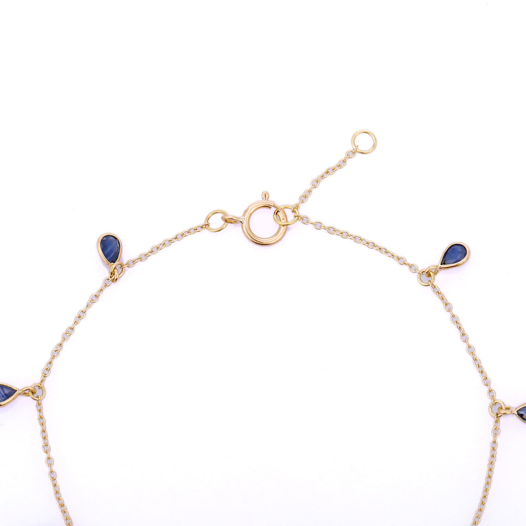 18K Yellow Gold Blue Sapphire Charm Bracelet Image