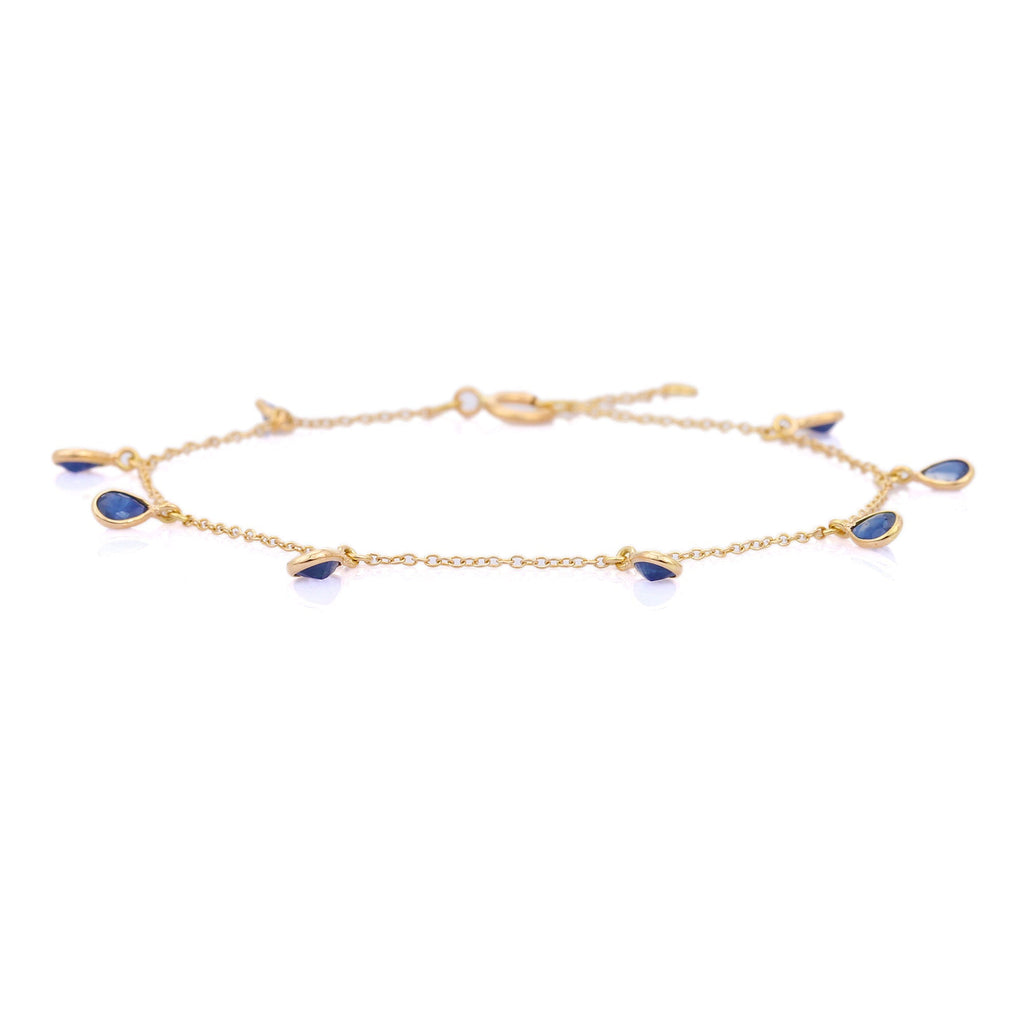 18K Yellow Gold Blue Sapphire Charm Bracelet Image