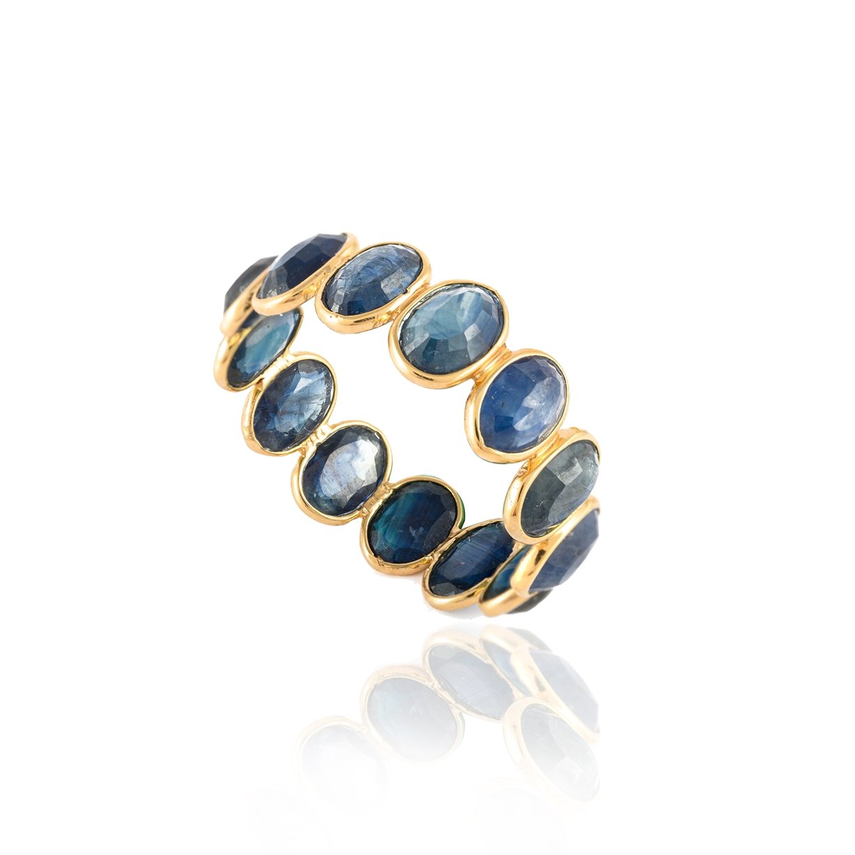 18K Yellow Gold Blue Sapphire Eternity Band - VR Jewels
