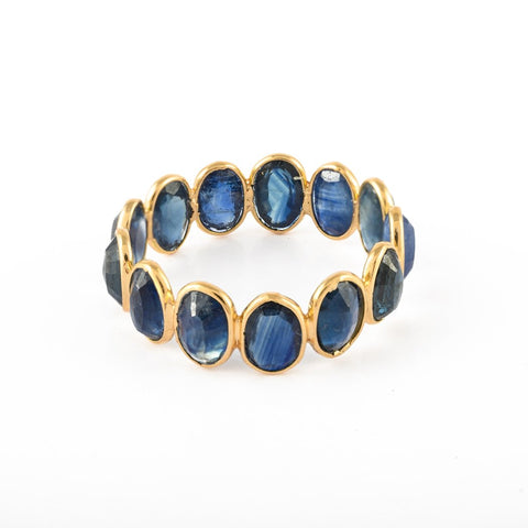 18K Yellow Gold Blue Sapphire Eternity Band - VR Jewels