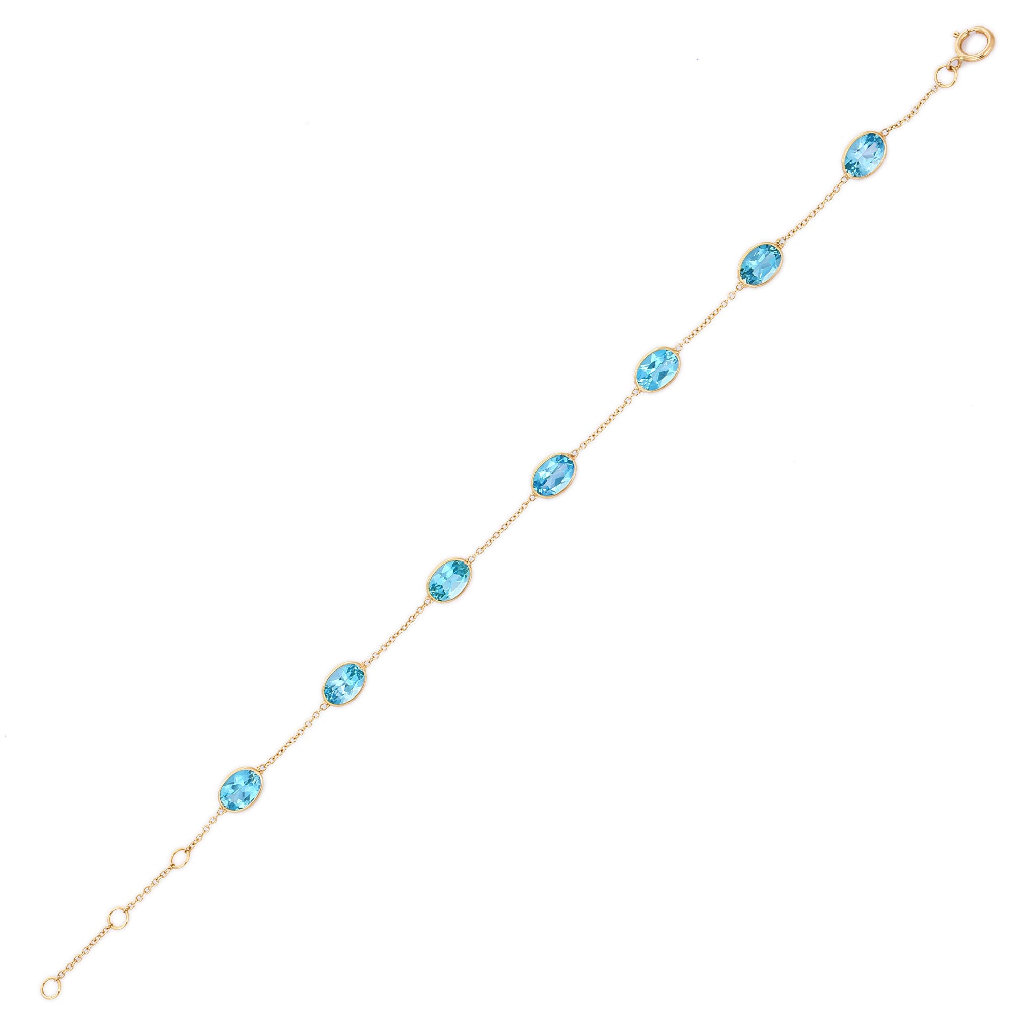 18K Yellow Gold Bracelet with Blue Topaz Gemstone - VR Jewels
