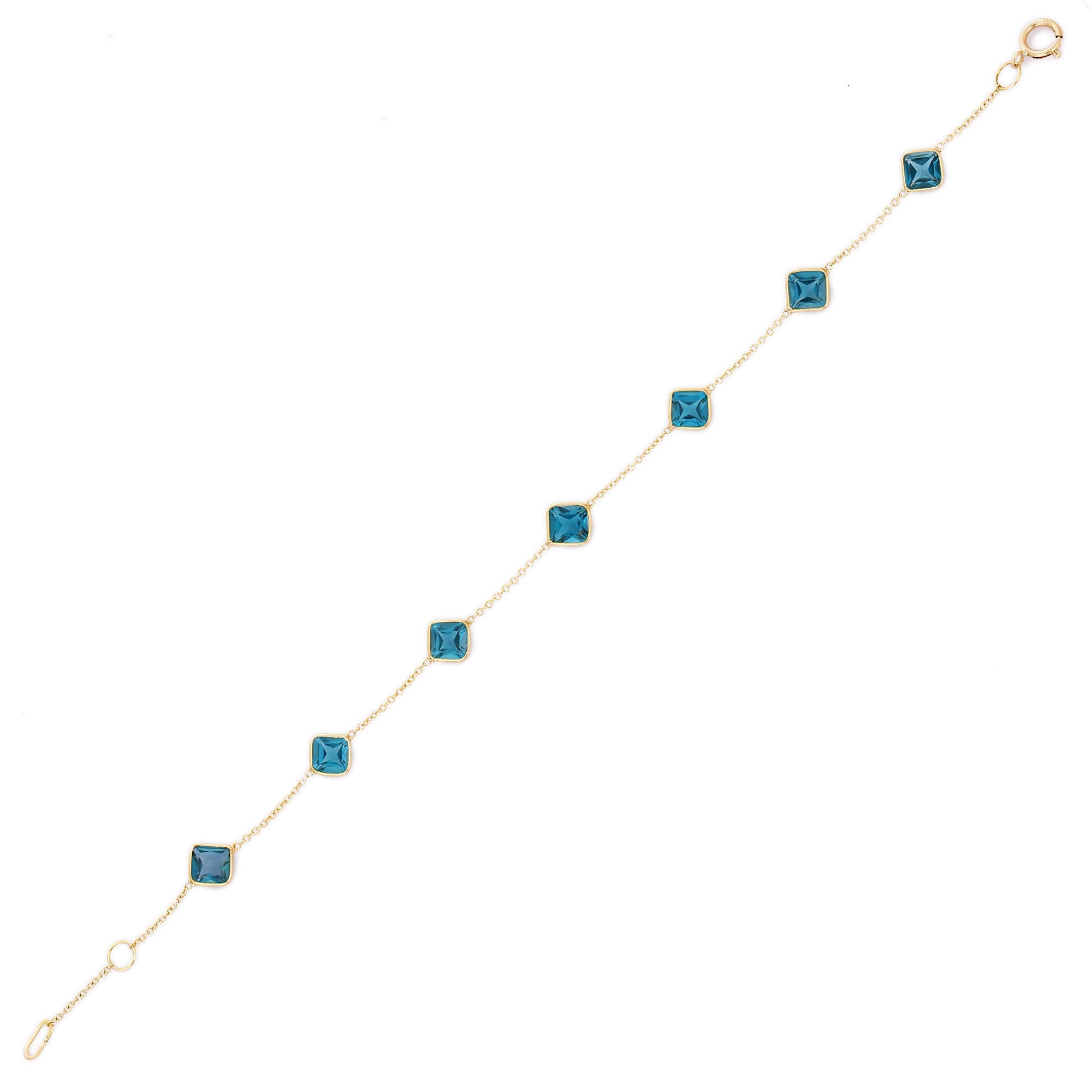 18K Yellow Gold Bracelet With Blue Topaz Gemstone - VR Jewels