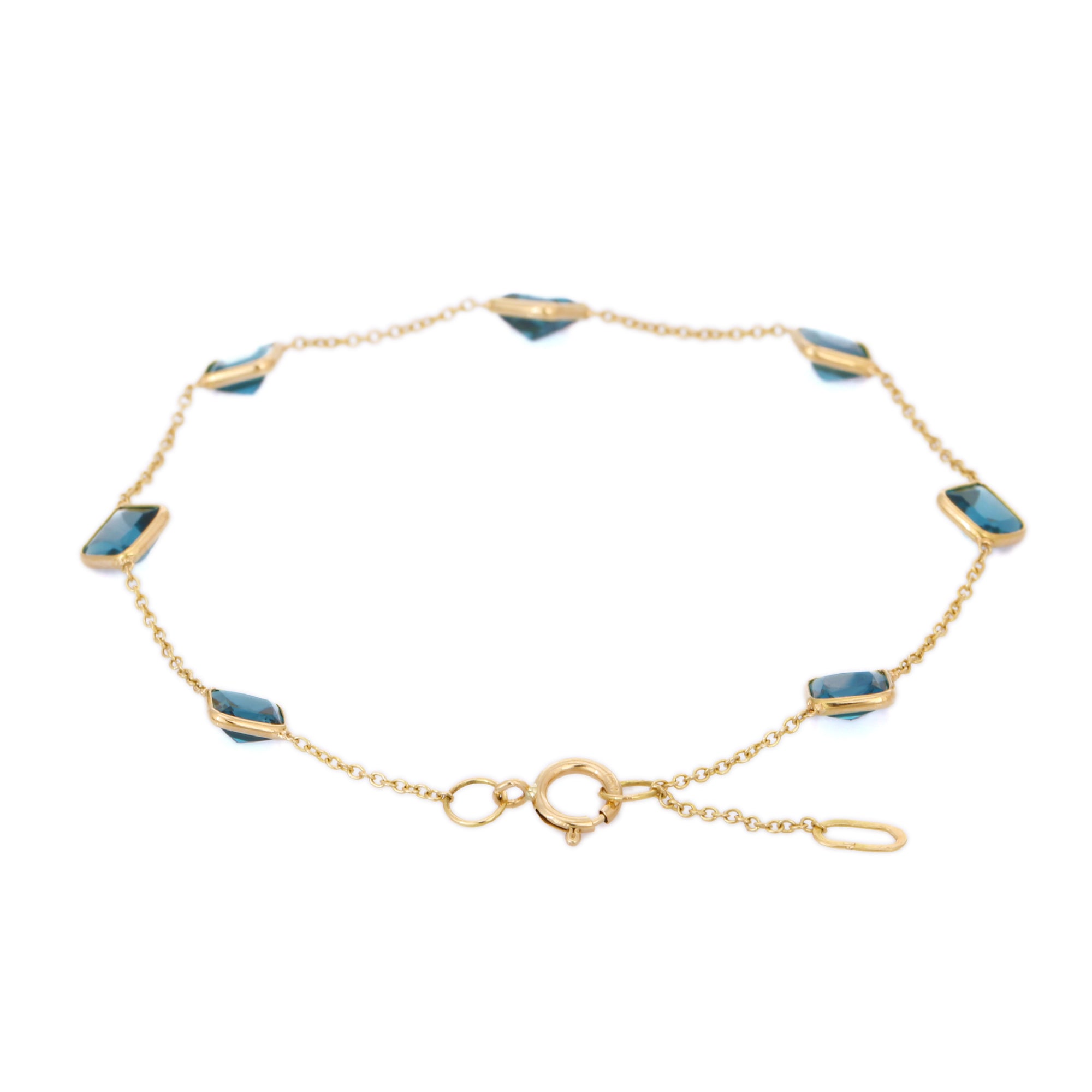 18K Yellow Gold Bracelet With Blue Topaz Gemstone - VR Jewels