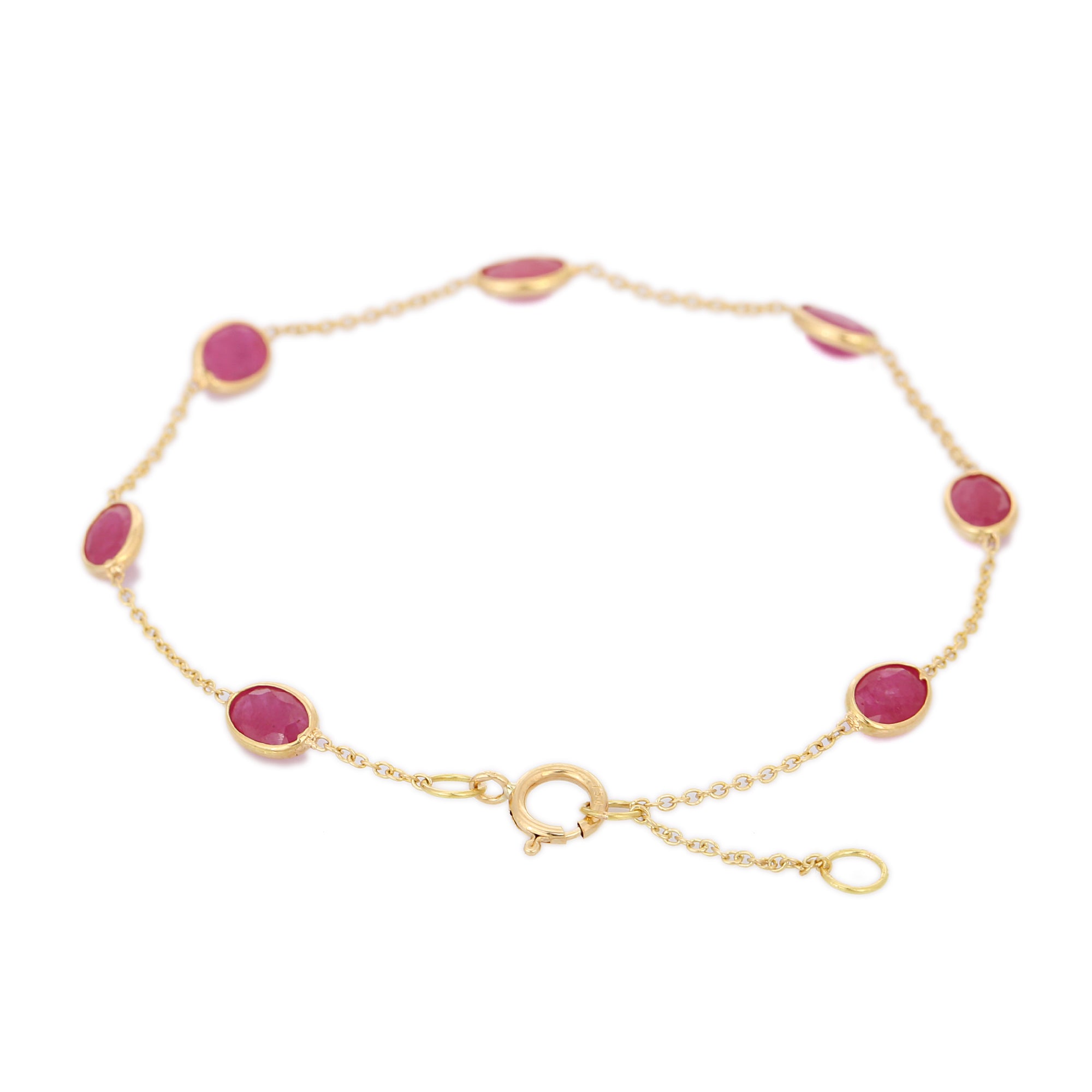 18K Yellow Gold Bracelet with Ruby Gemstone - VR Jewels