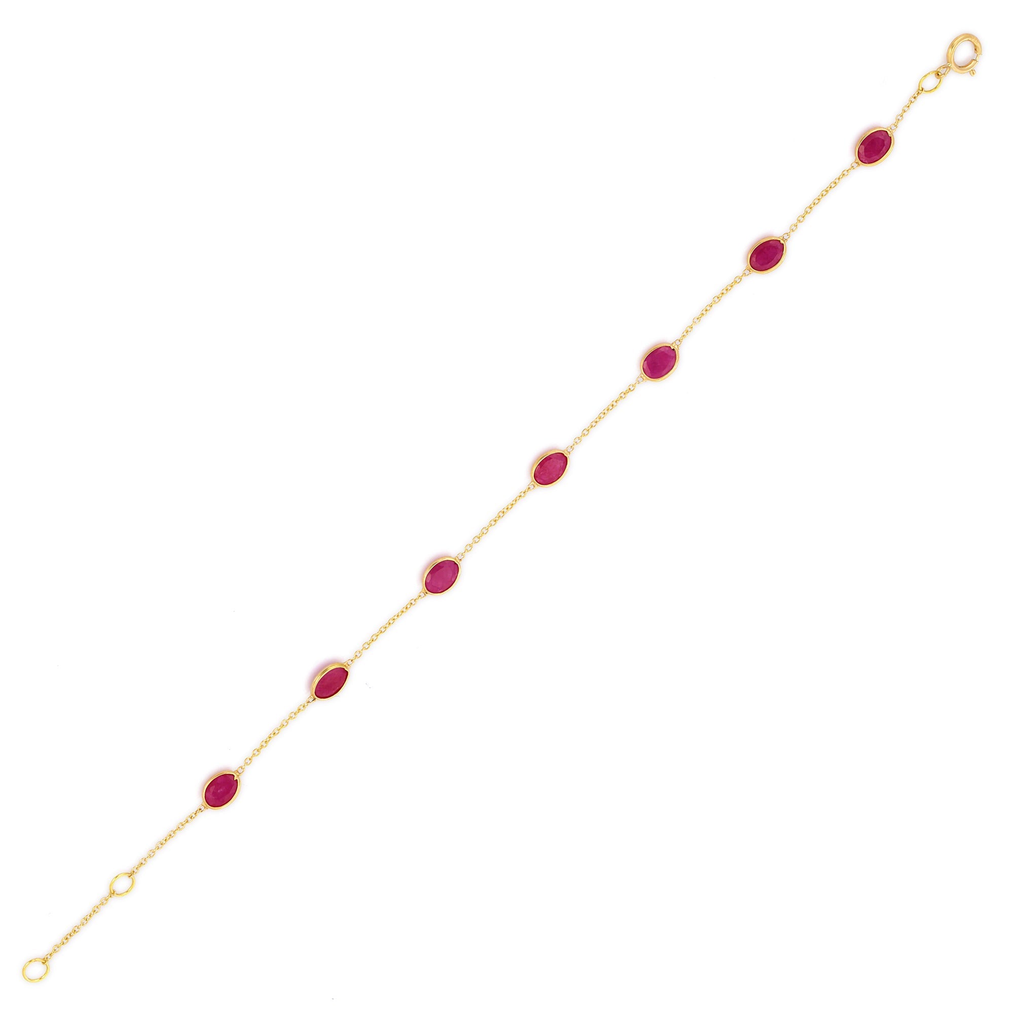 18K Yellow Gold Bracelet with Ruby Gemstone - VR Jewels