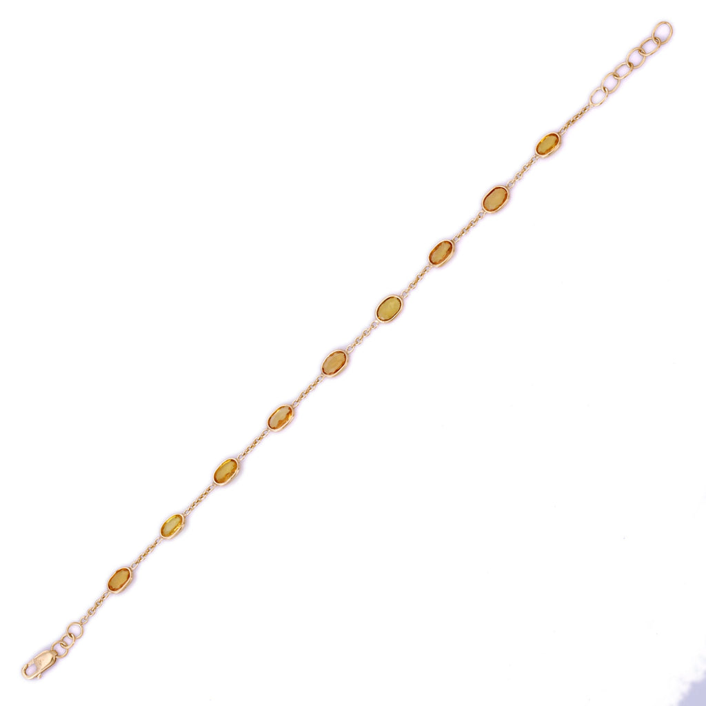 18K Yellow Gold Bracelet With Yellow Sapphire Gemstone Image