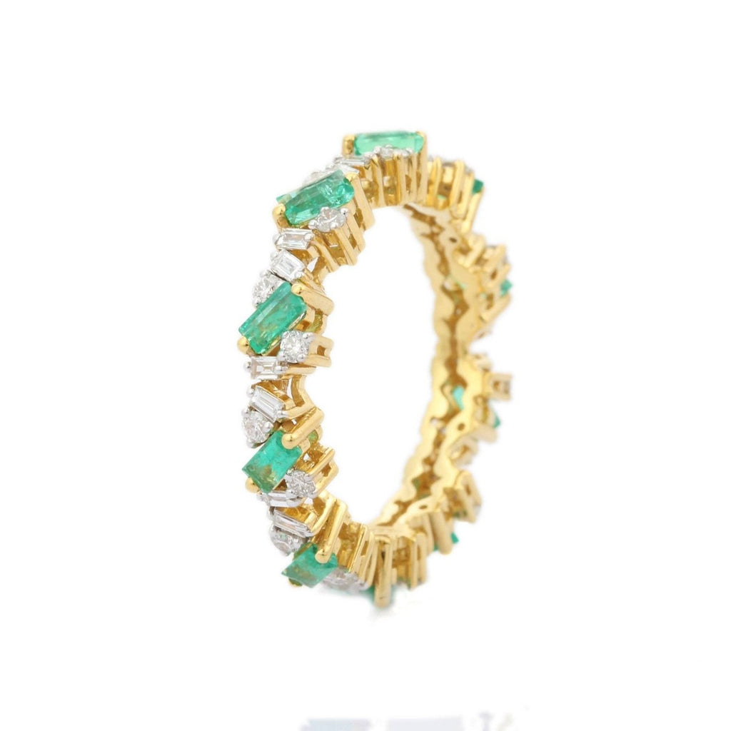 18K Yellow Gold Emerald Diamond Ring Image