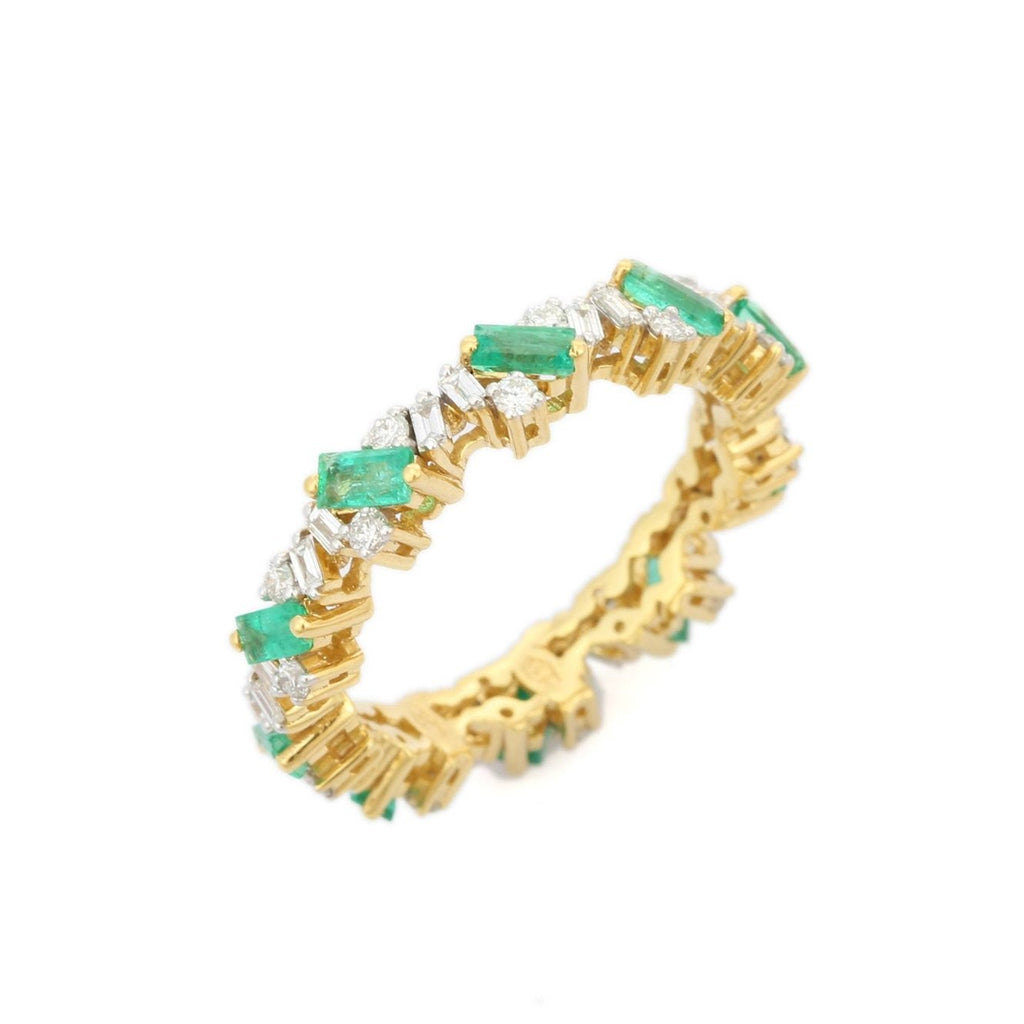 18K Yellow Gold Emerald Diamond Ring Image