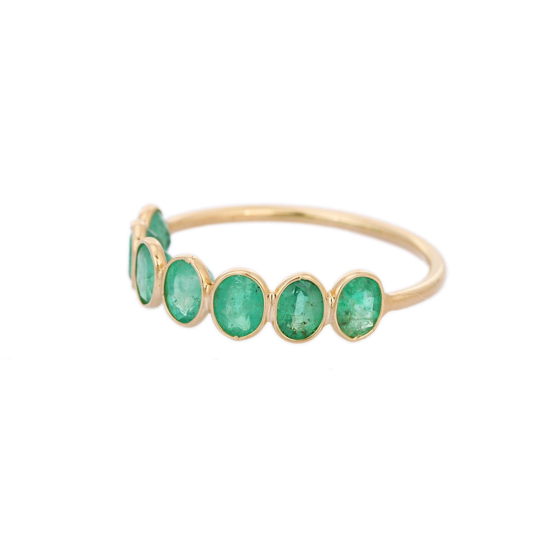 18K Yellow Gold Half-Eternity Emerald Ring - VR Jewels