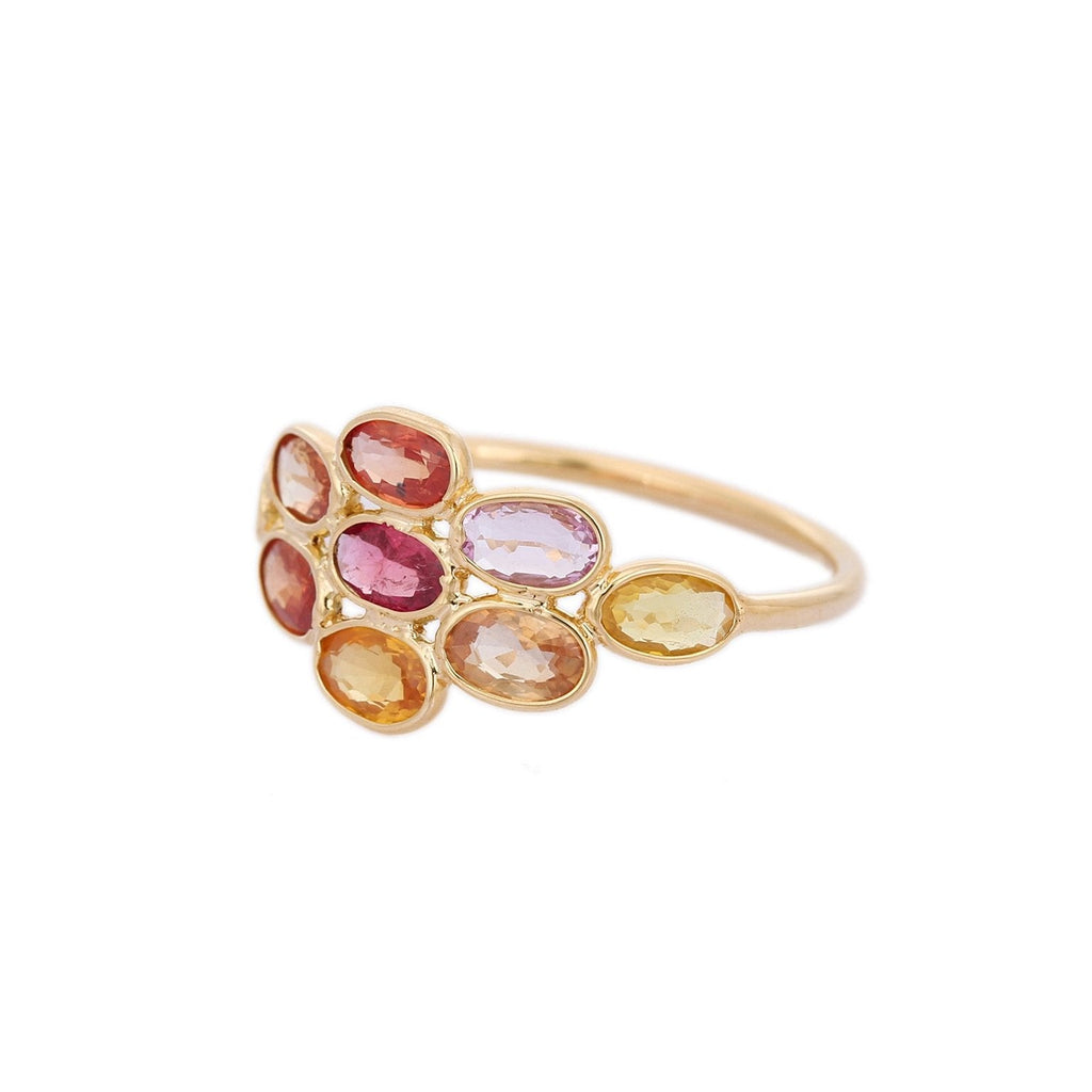 18K Gold Unique Multi Sapphire Ring Image