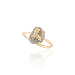18K Yellow Gold Personalized Initial Ring with Diamond - VR Jewels