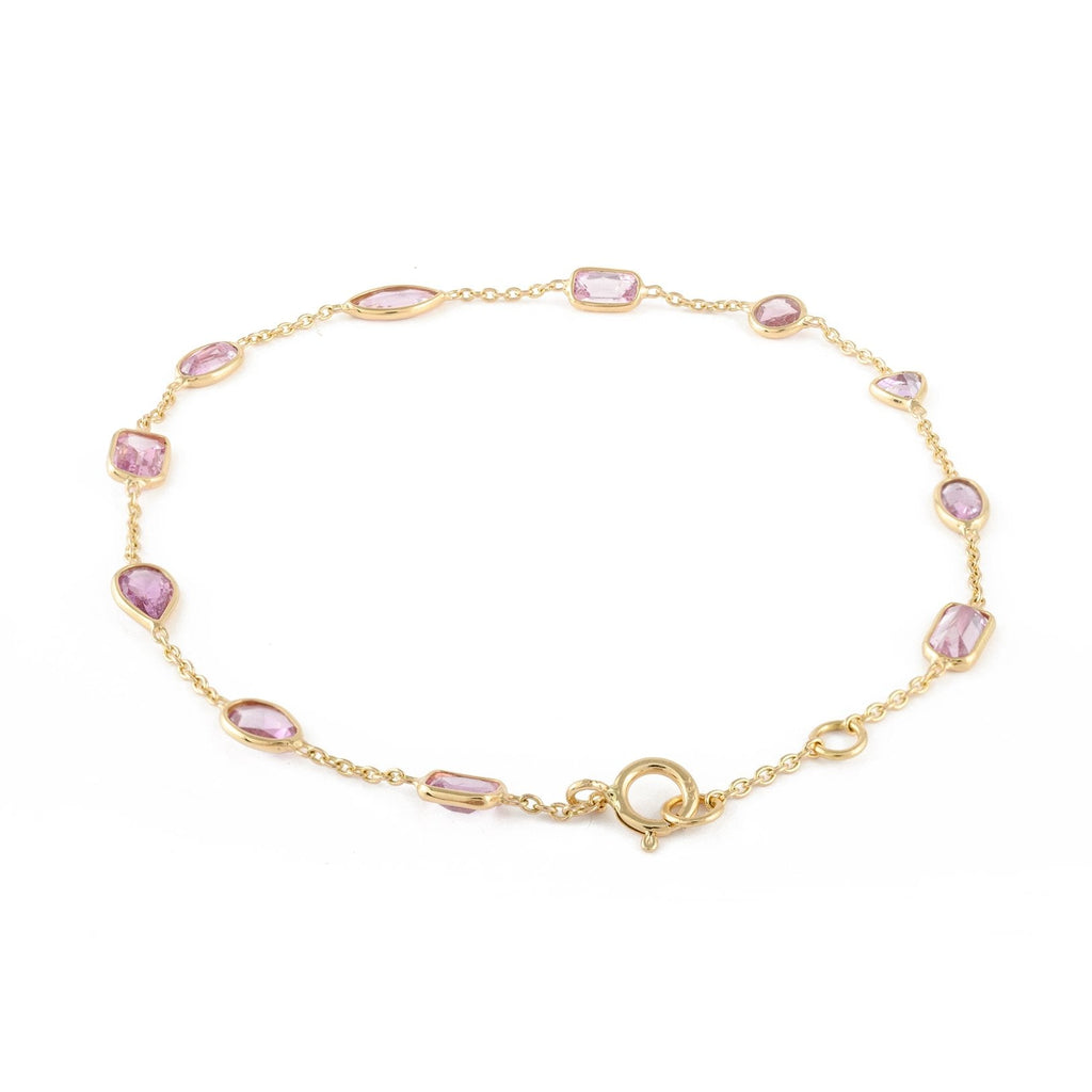 18K Yellow Gold Pink Sapphire Bracelet Image