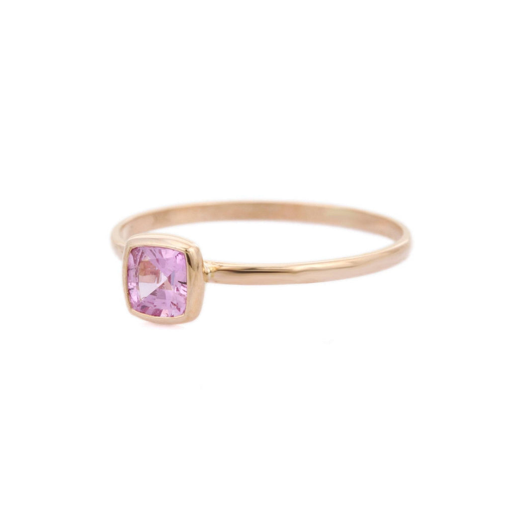 18K Gold Cushion Cut Pink Sapphire Ring Image