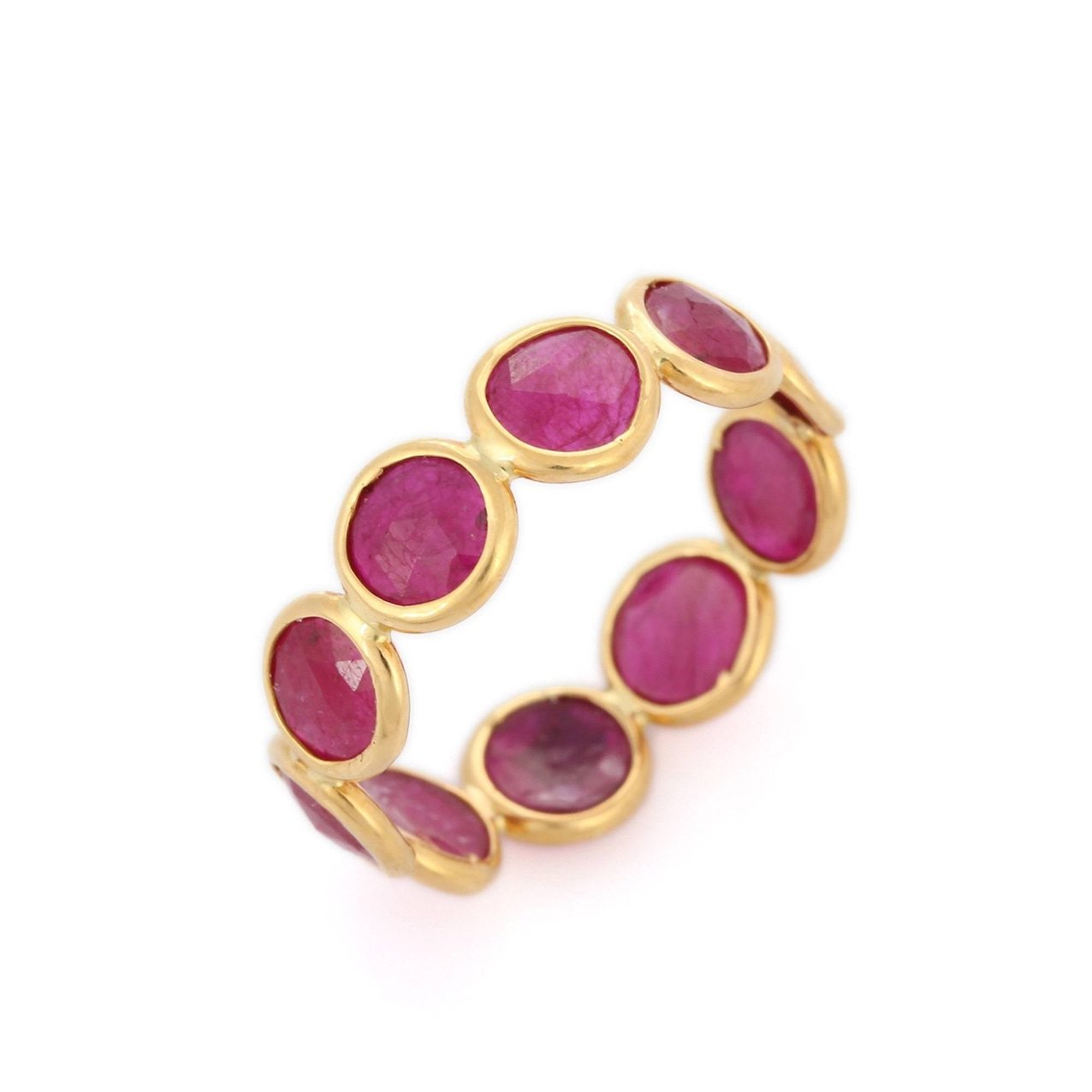 18K Yellow Gold Ruby Eternity Band - VR Jewels