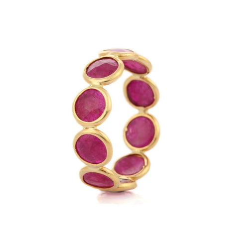18K Yellow Gold Ruby Eternity Band - VR Jewels