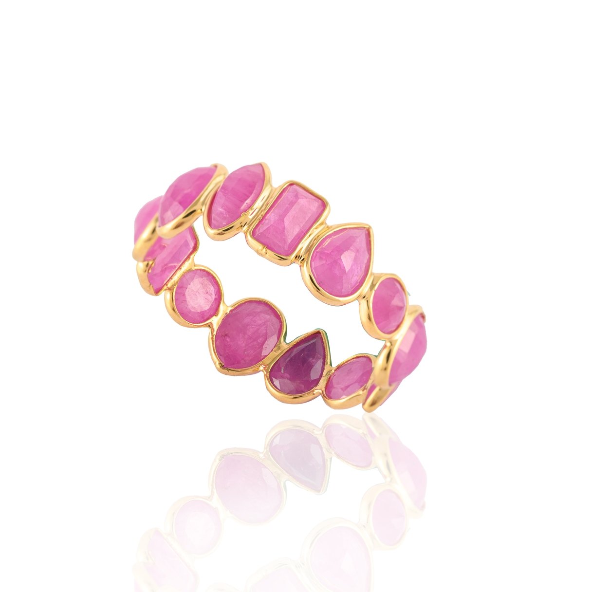 18K Yellow Gold Ruby Gemstone Eternity Band - VR Jewels