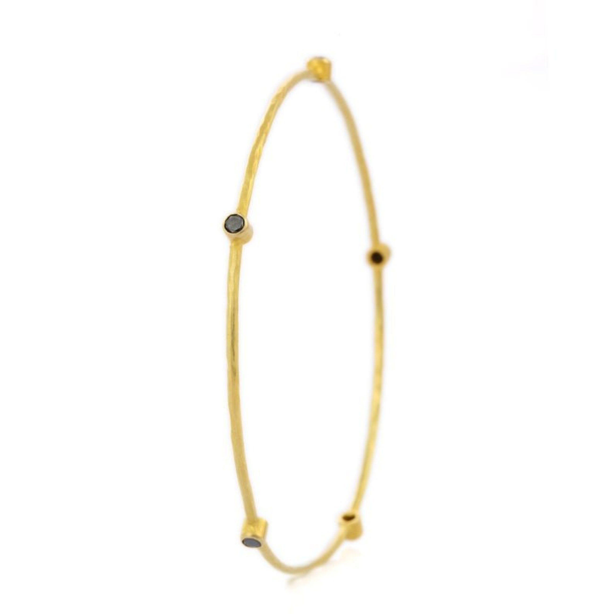 18K Yellow Gold Sapphire Bangle - VR Jewels