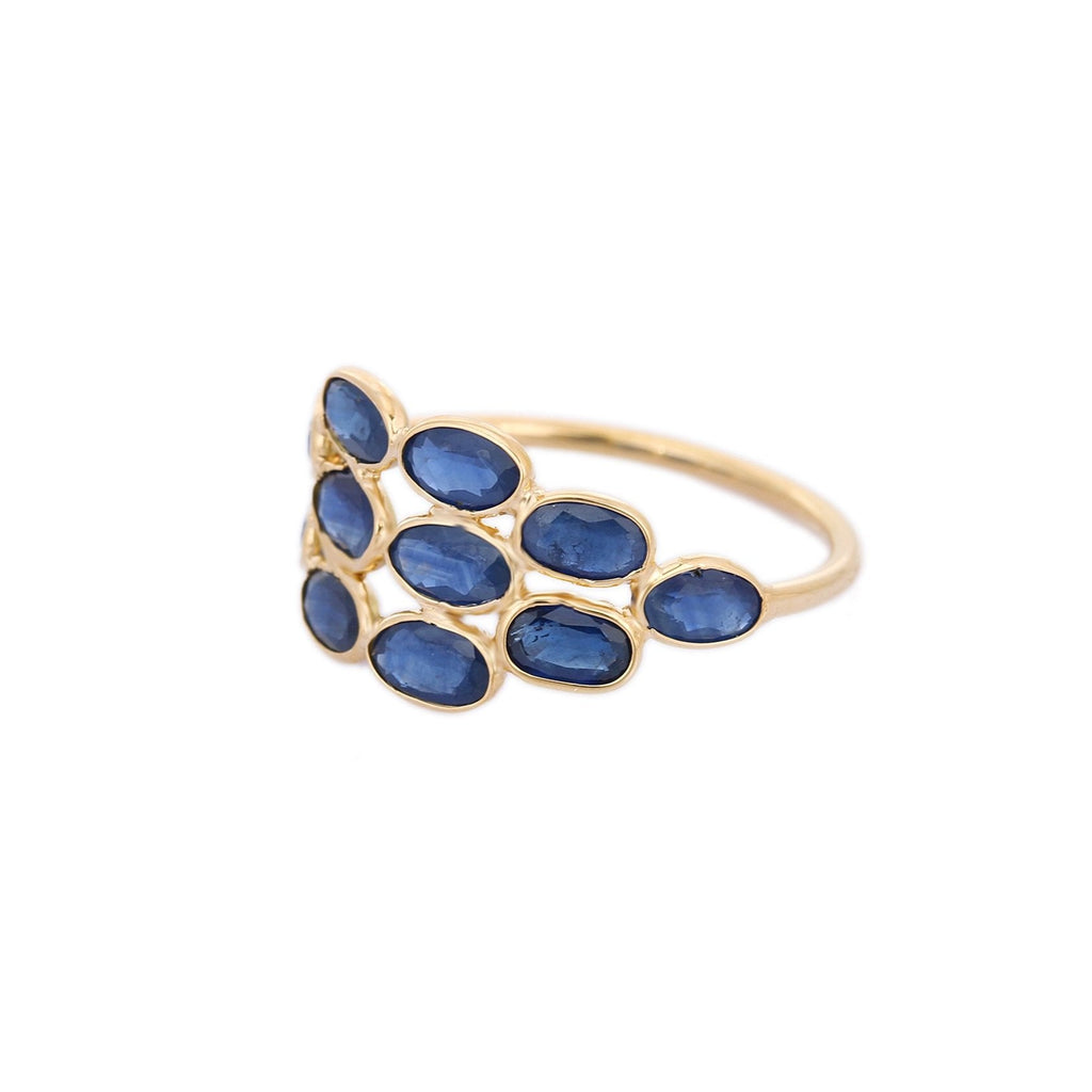 18K Yellow Gold Unique Sapphire Ring Image