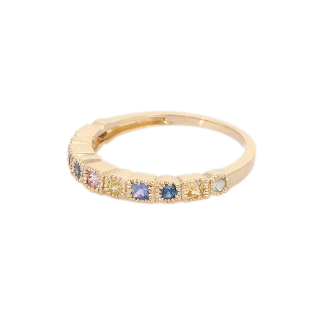 18K Gold Rainbow Sapphire Ring Image