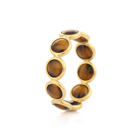 18K Yellow Gold Tigers Eye Eternity band - VR Jewels