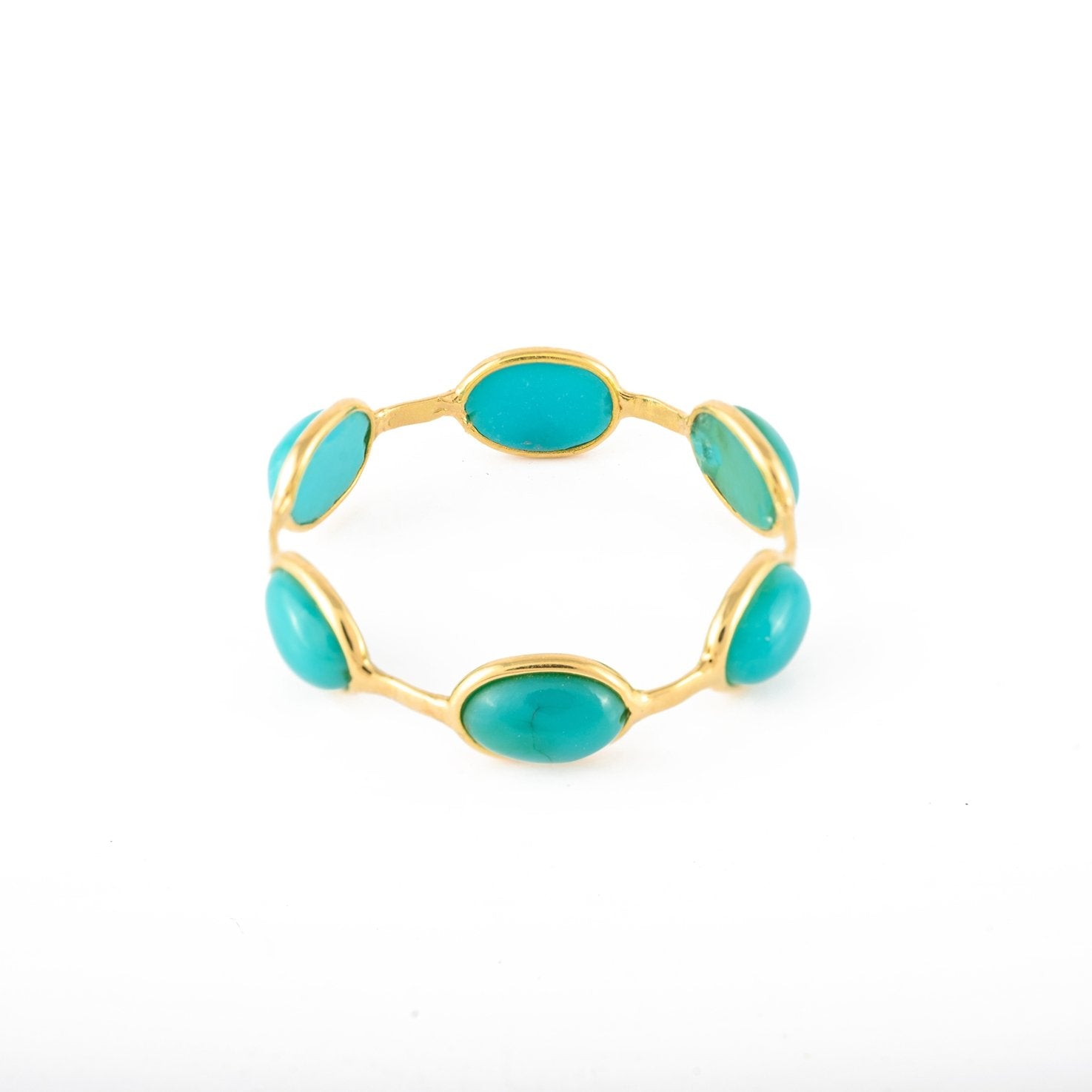 18K Yellow Gold Turquoise Eternity Band - VR Jewels