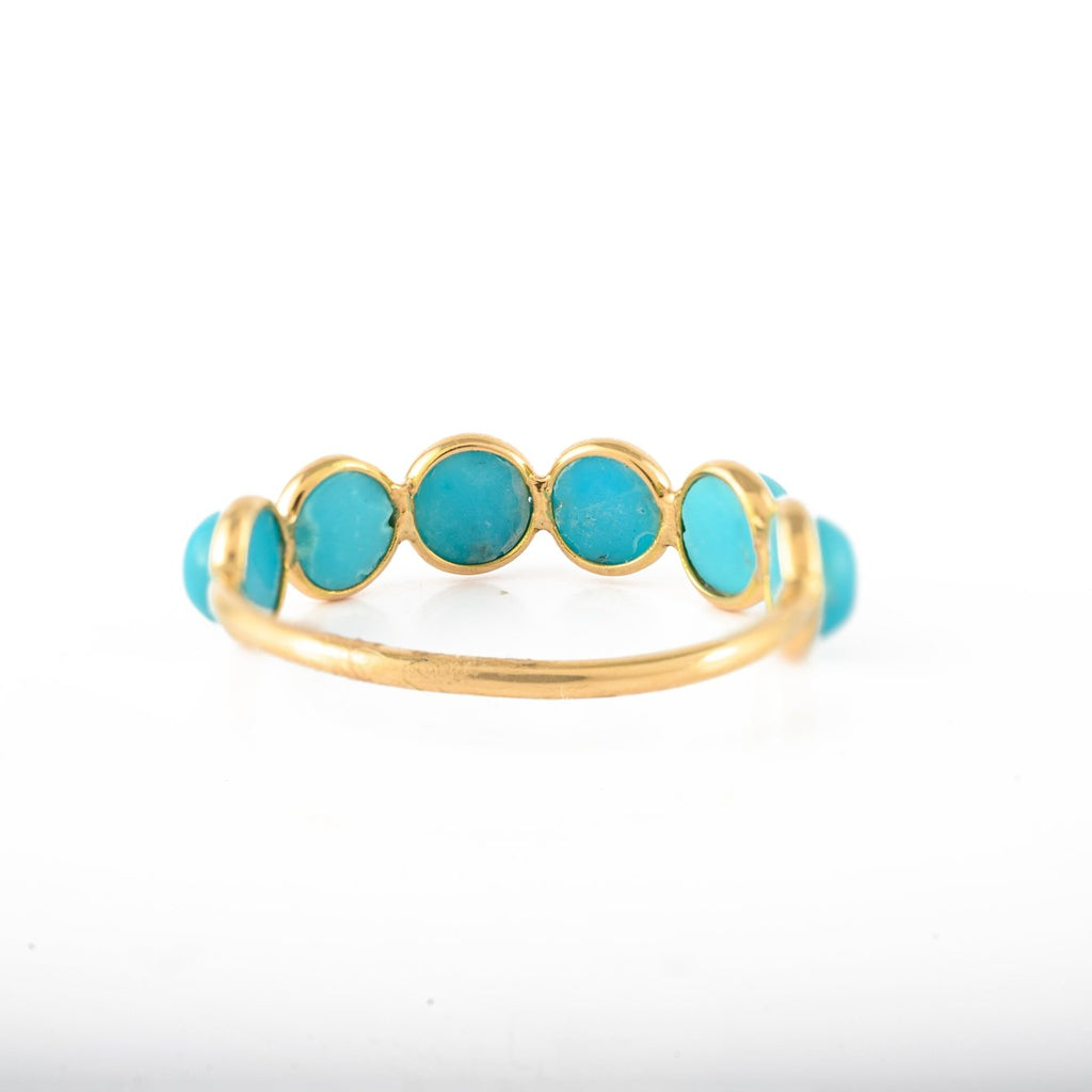 18K Gold Turquoise Half Eternity Band Image