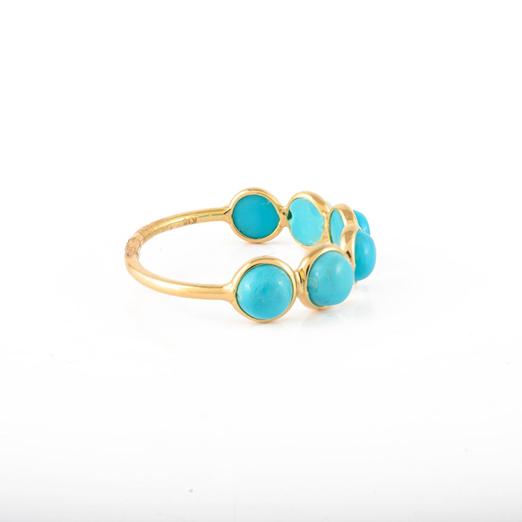 18K Gold Turquoise Half Eternity Band Image