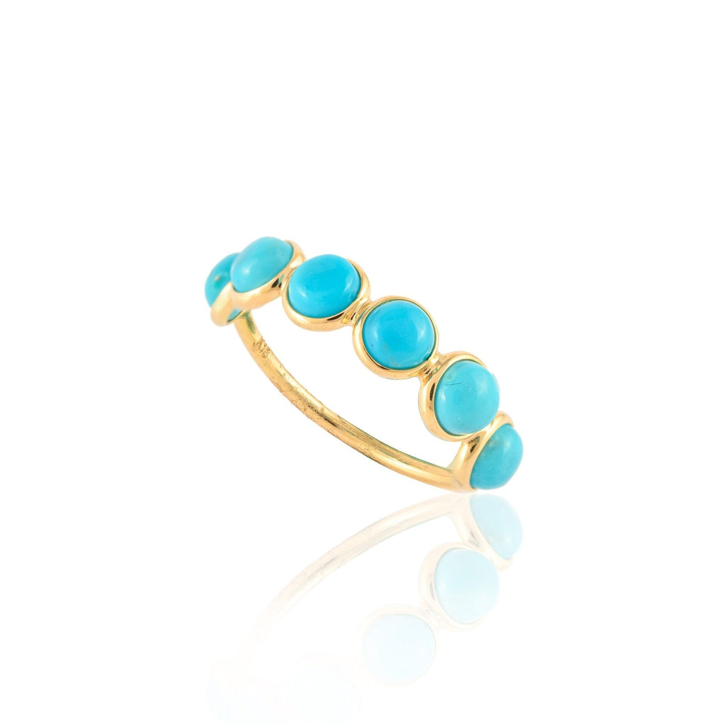 18K Gold Turquoise Half Eternity Band Image