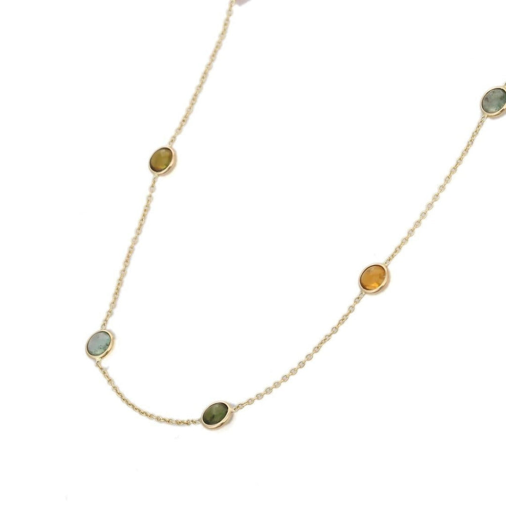 14K Gold Tourmaline Chain Necklace Image