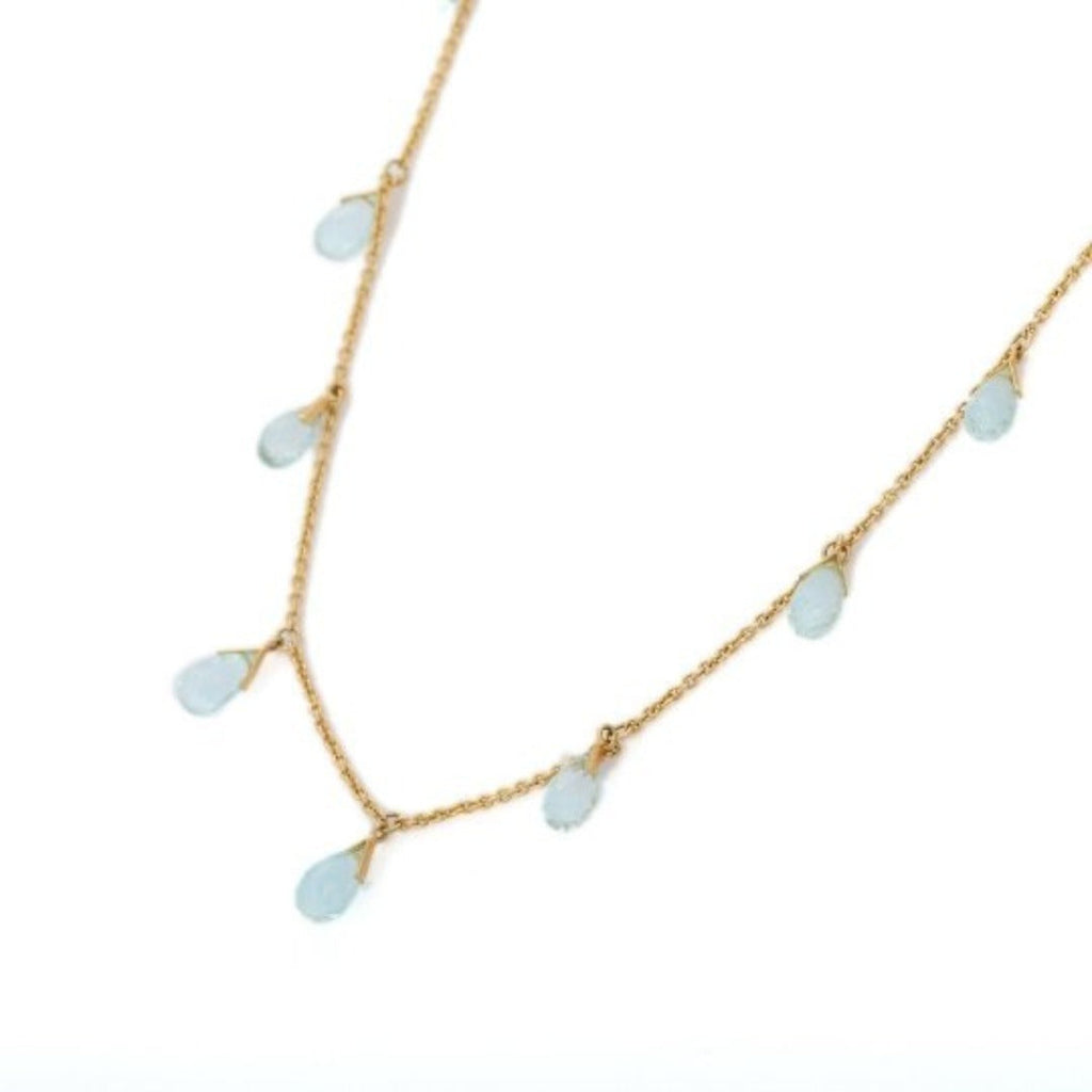 18K Blue Topaz Drop Chain Necklace Image