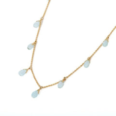 18K Blue Topaz Drop Chain Necklace