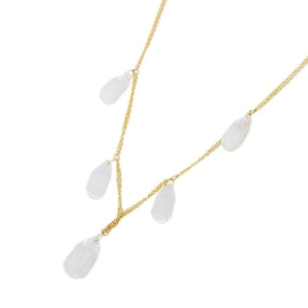 18K  Gold Crystal Drop Necklace