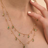 18K Emerald and Diamond Station Charm Necklace Thumbnail