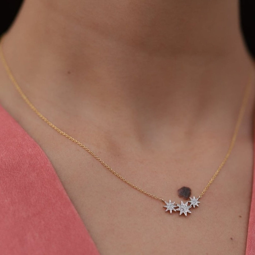 14K Star Diamond Pendant Necklace Image