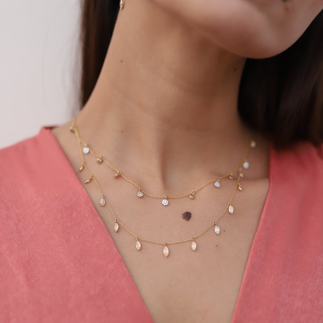 18K Gold Diamond Charm Necklace