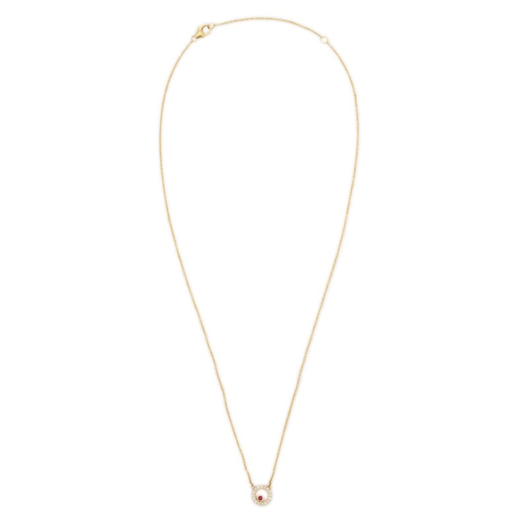 14K Gold Ruby Diamond Necklace