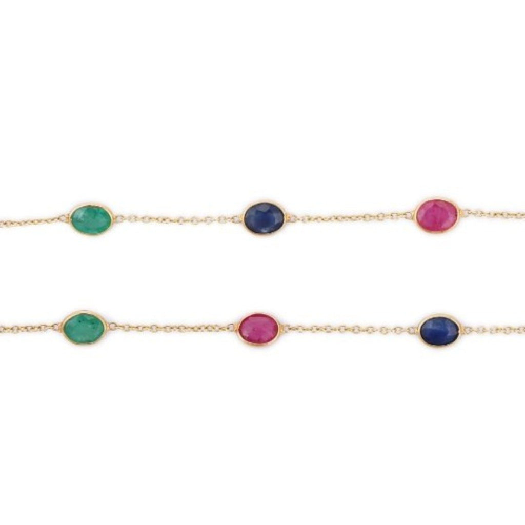 18K Multi-Gemstone Chain Necklace Image