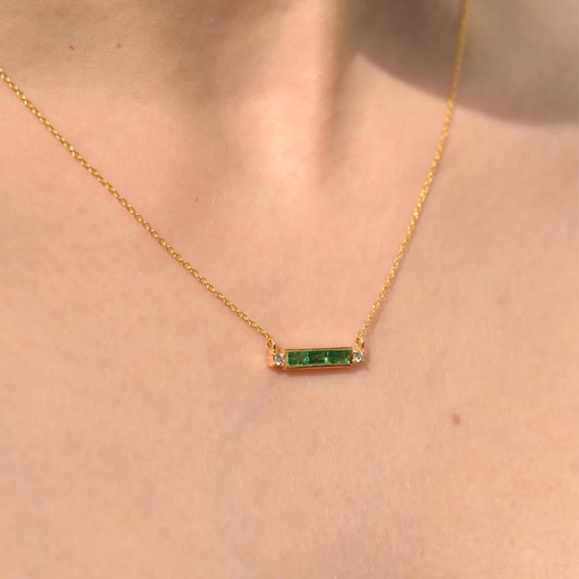 18K Gold Emerald Necklace