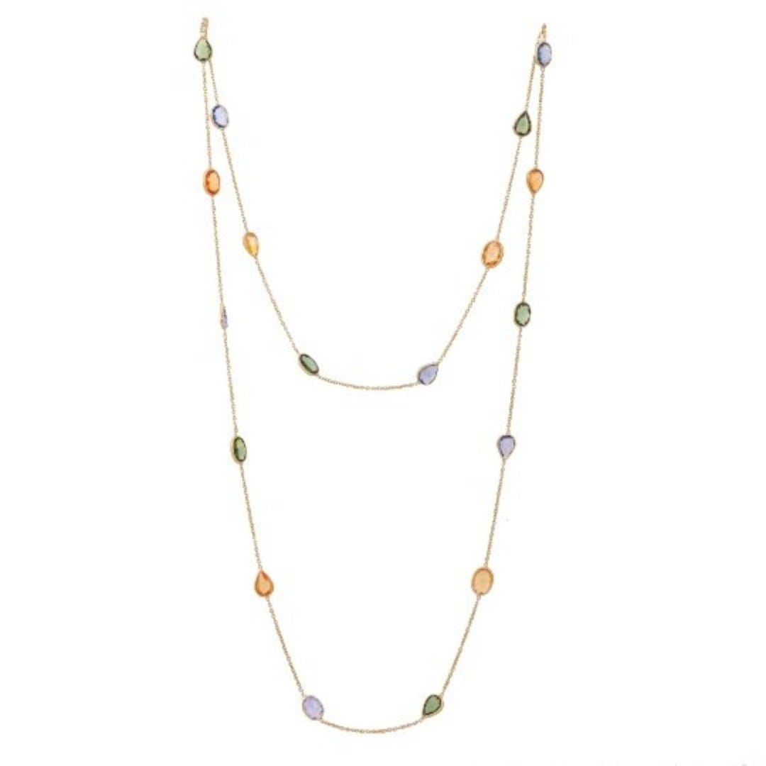 18K Multi Sapphire Stone Necklace
