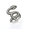 18K Gold Black & White Diamond Snake Ring Thumbnail