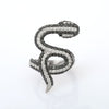 18K Gold Black & White Diamond Snake Ring Thumbnail