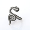 18K Gold Black & White Diamond Snake Ring Thumbnail