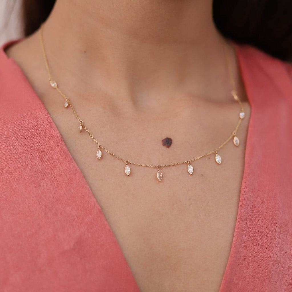 18K Gold Diamond Charm Necklace Image