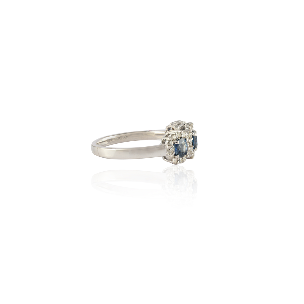 14K Gold Sapphire & Diamond Trinity Ring Image
